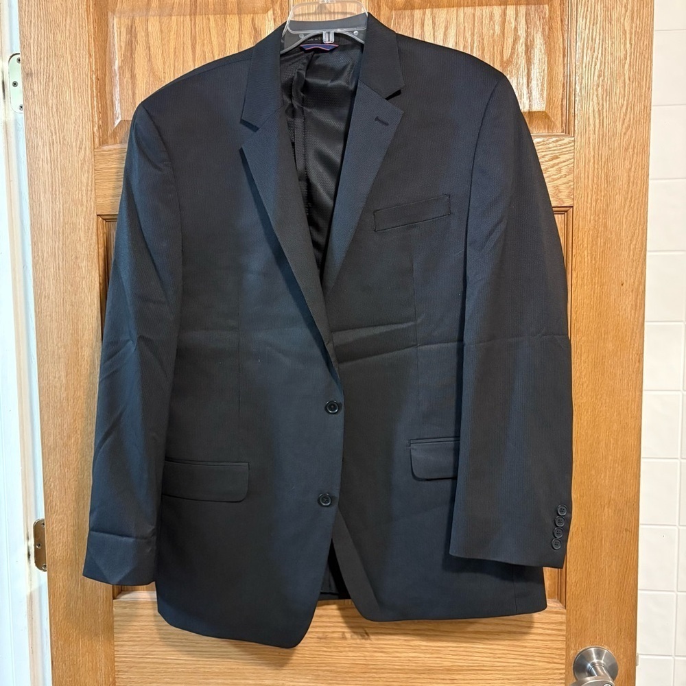 Izod Suit Jacket Blazer Sz 46L Men's Black Single Breasted Double Vent Lined